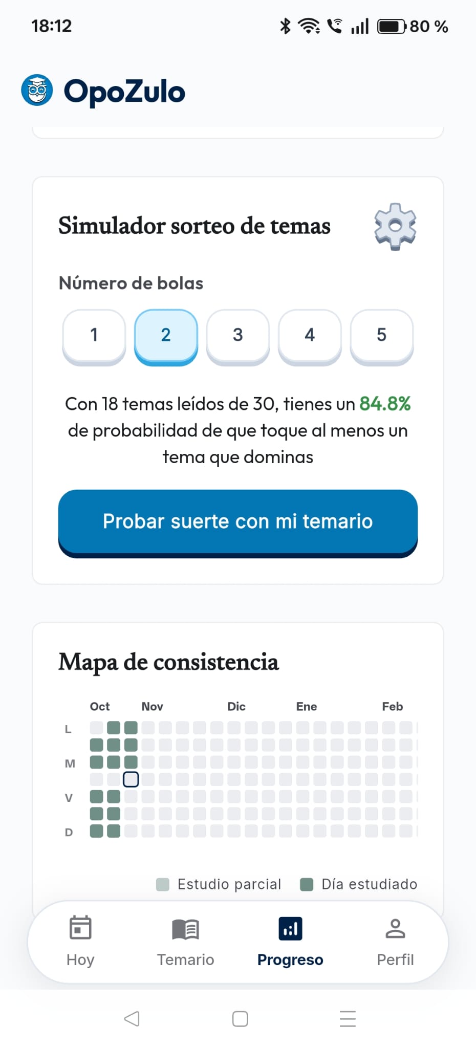 Simulador de sorteo de temas y Mapa de consistencia en OpoZulo